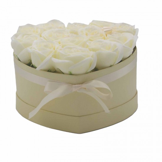Soap flowers gift roses cream heart