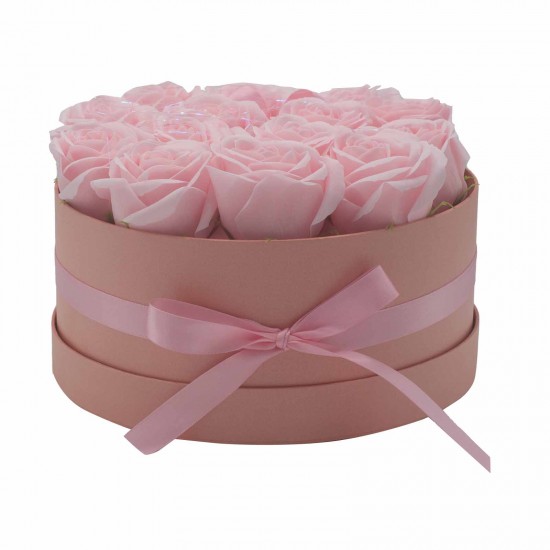 Soap flowers gift roses pink round 
