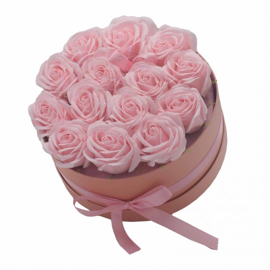 Soap flowers gift roses pink round 