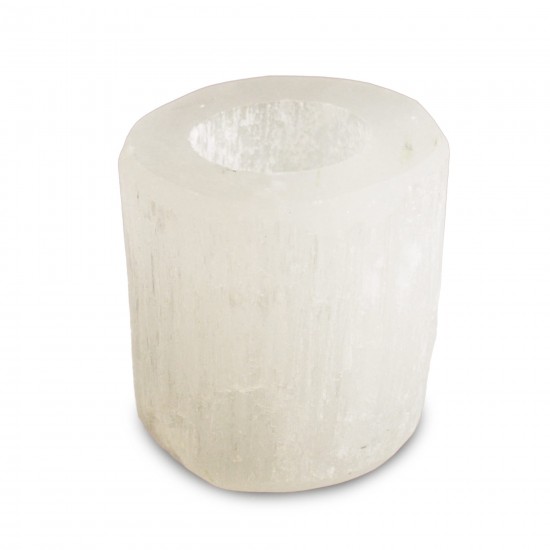 White selenite tealight holder