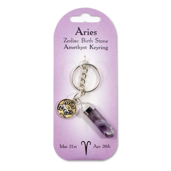 Zodiac keyring Aries- Amethyst
