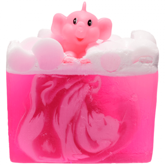 Pink elephants & lemonade soap slice with toy